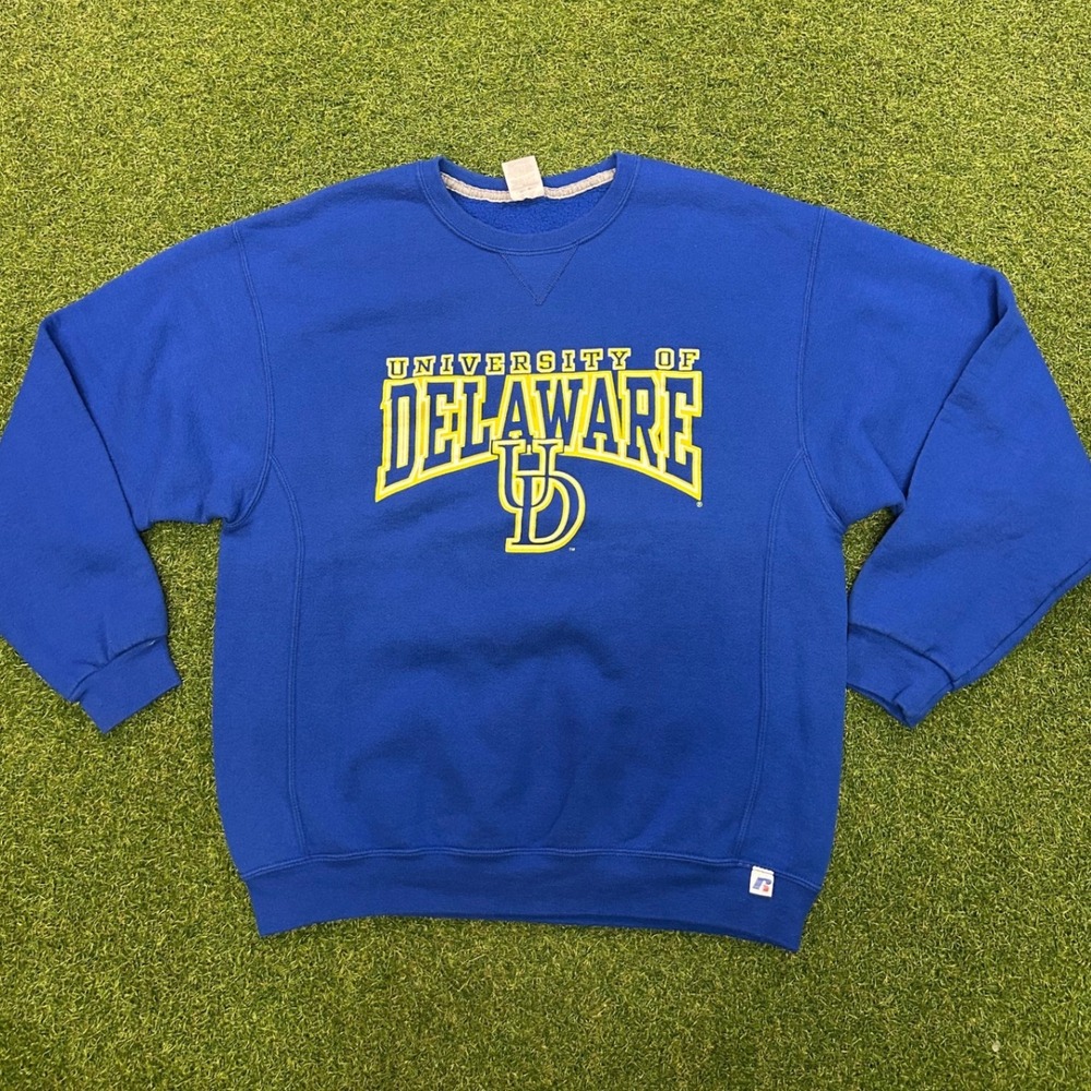 Vintage University of Delaware Sweatshirt Blue Crewneck Mens Large
